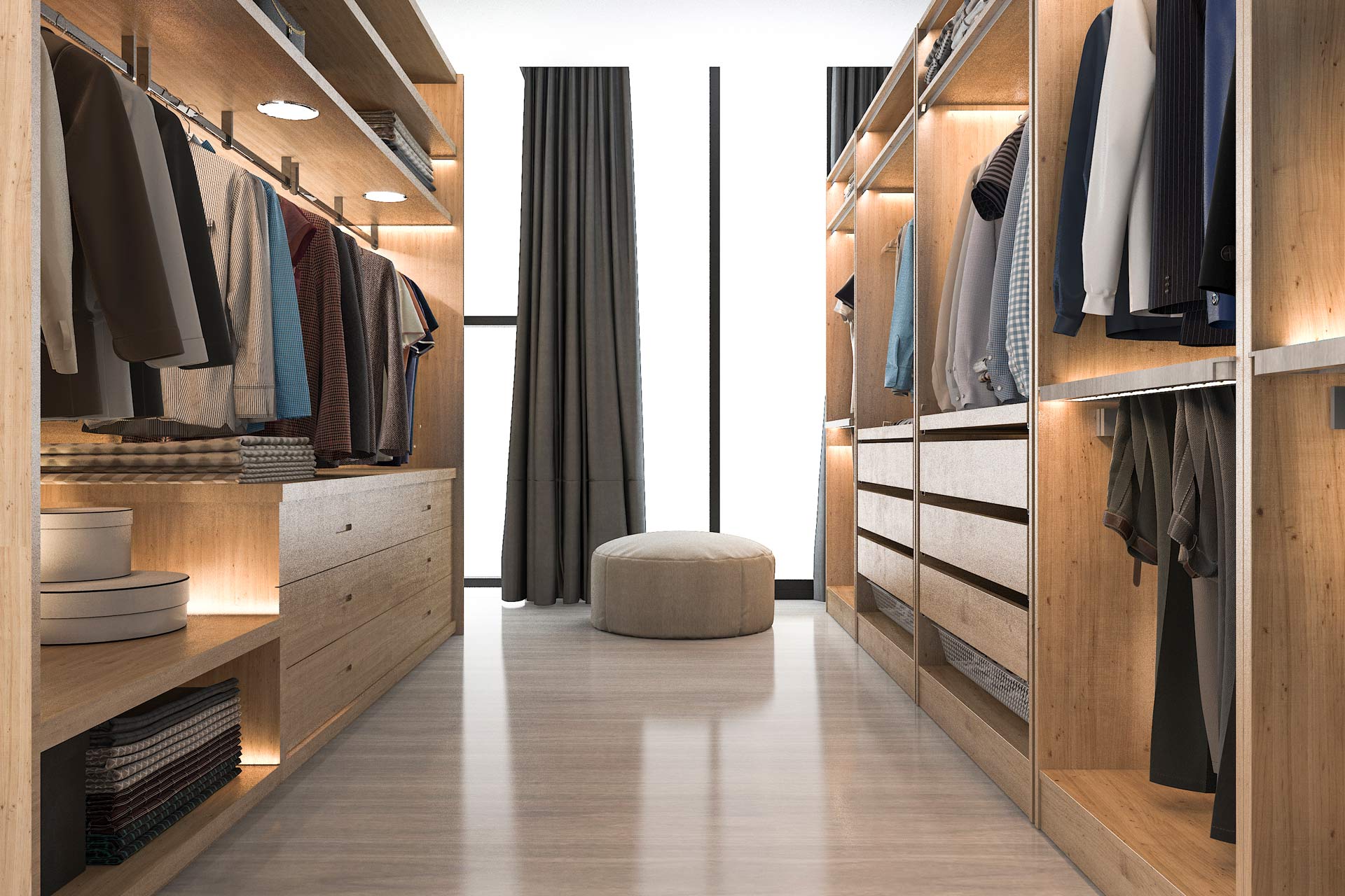 begehbarer Kleiderschrank für Herren: Finden Sie für Ihr Ankleidezimmer Ideen.